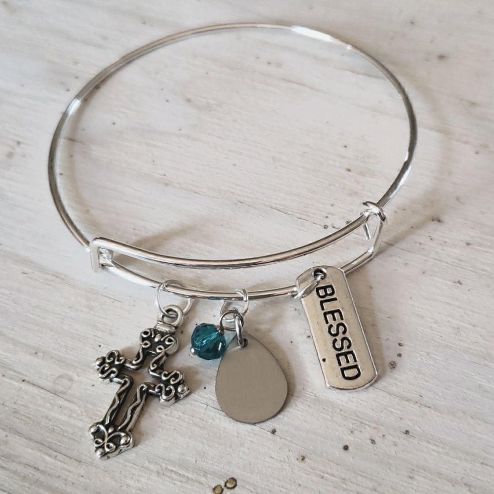 Bracelets by Sandra silver tone adjustable, Blessed